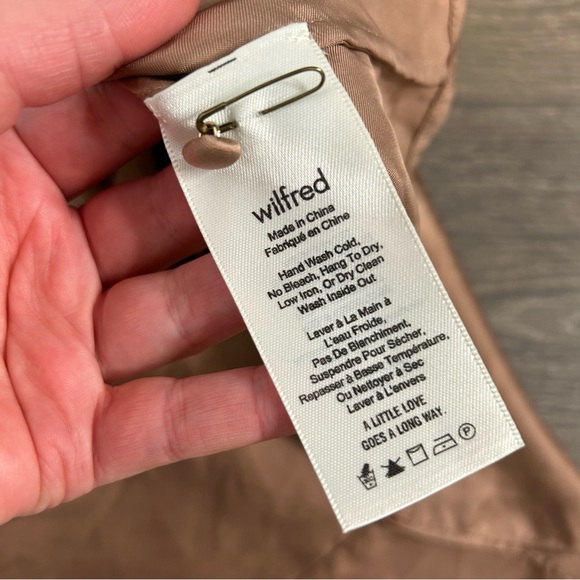 Aritzia Wilfred Peaufiner Tie Front Blouse Cropped Long Sleeve Roebuck Size XXS - Picture 10 of 11